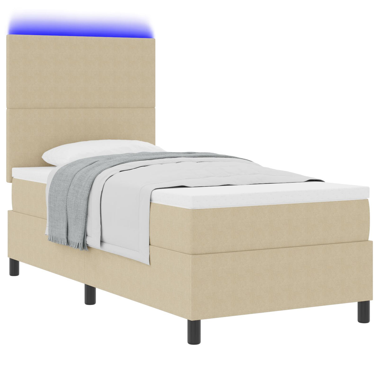 boxspringbed met matras & LED licht Groen Grijs 80x200 cm Corduroy stof