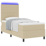 boxspringbed met matras & LED licht Groen Grijs 80x200 cm Corduroy stof