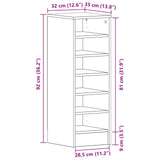 Schoenenkast Zwart Eiken 31,5x35x90 cm Gelaagd Hout
