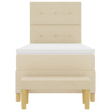 Boxspringbed met Matras & Bank Crème 90x190 cm Stof