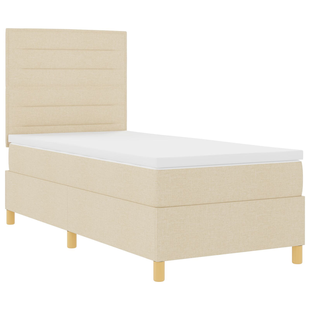 Boxspring Bed met Matras Crème Eenpersoons Stof