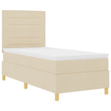 Boxspring Bed met Matras Crème Eenpersoons Stof
