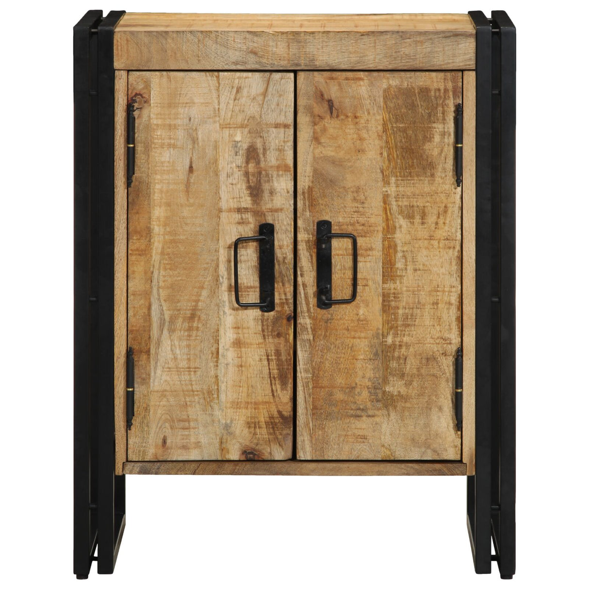 Schoenenkast Zwart 30x30x40 cm Massief Mangohout en Staal