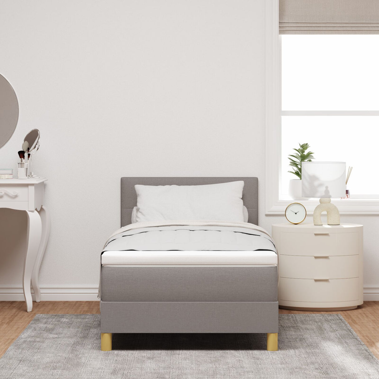 Boxspringbed met Matras Taupe 80x200 cm Stof