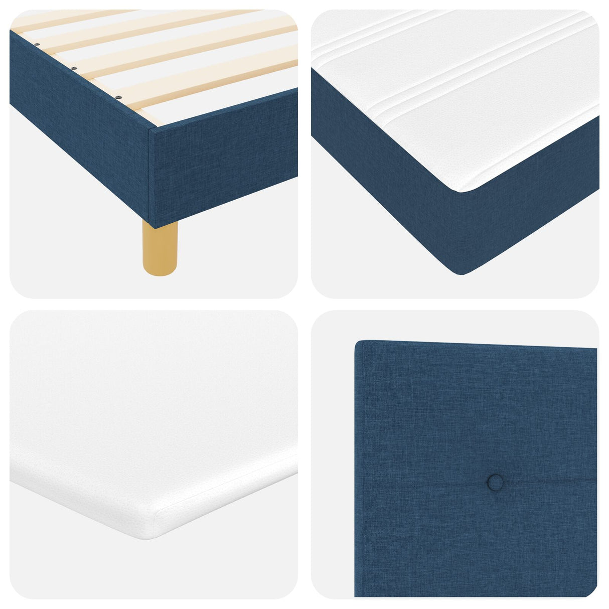 Boxspringbed met matras Blauw 90x190 cm Stof
