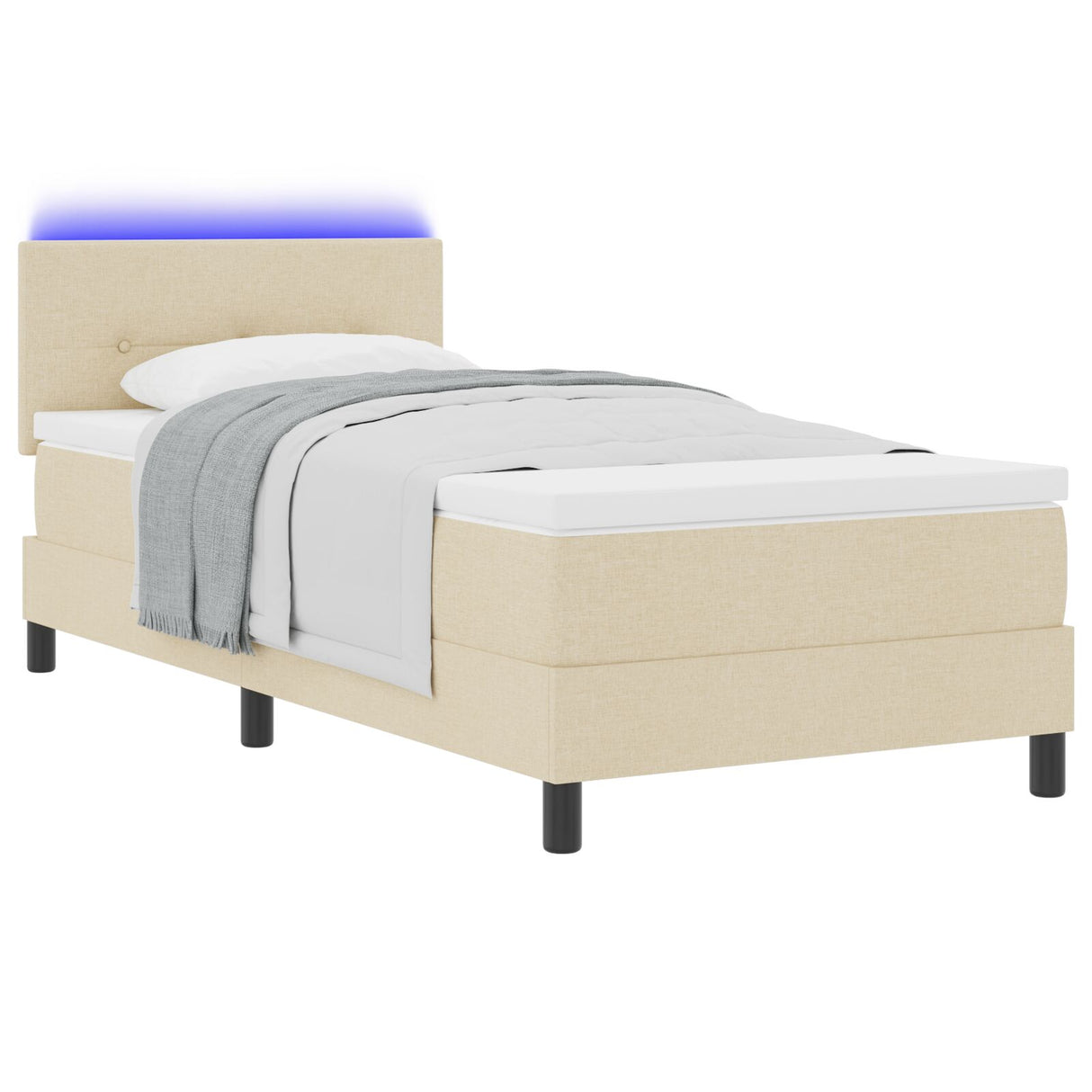 Bedframe met Matras Beige Stof 90 x 190 cm Bed Matras