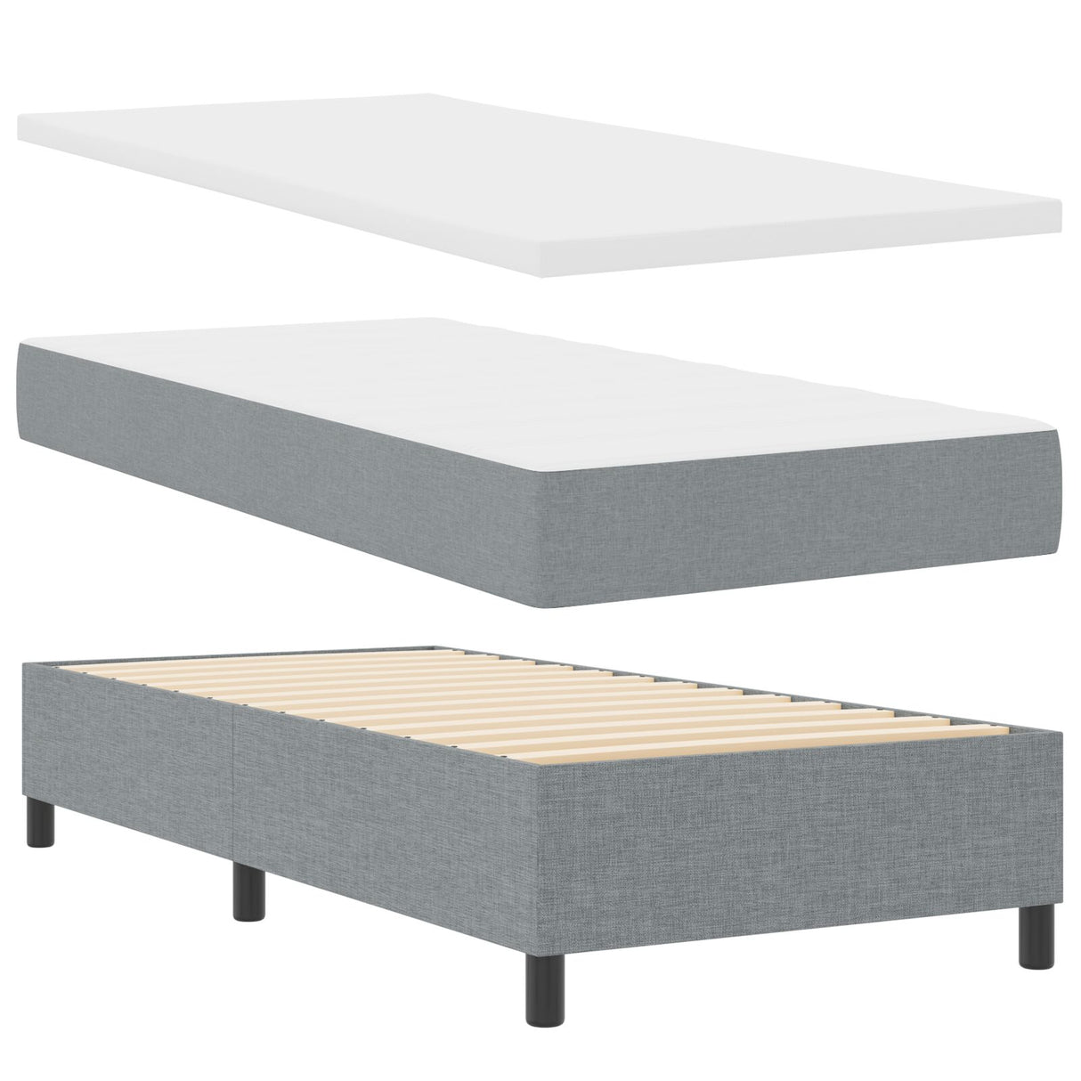 Boxspring Bed met Matras & LED Licht Grijs 90x190 cm Stof