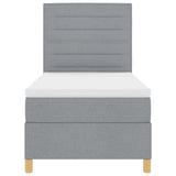 Boxspring Bed met Matras Lichtgrijs Eenpersoons Stof