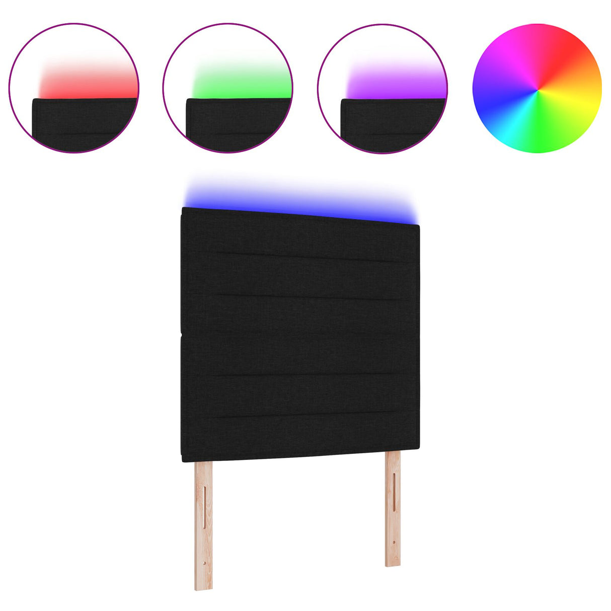 LED Hoofdbord Lijnen Ontwerp Zwart 100 cm Stof