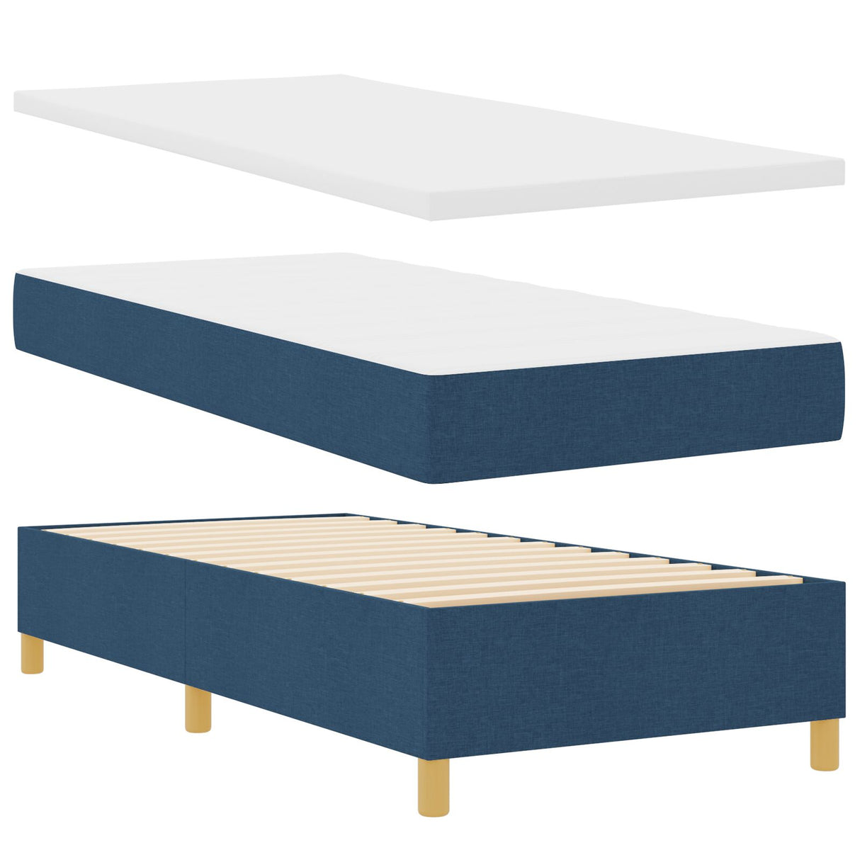 Boxspringbed met Matras Blauw 80x200 cm Stof