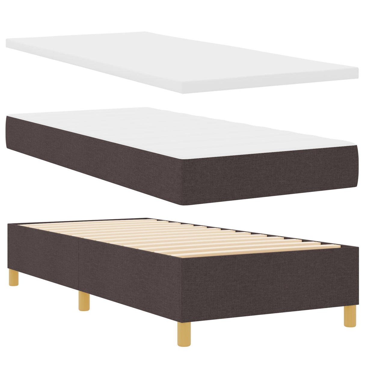 Boxspring Bed met Matras & Bank Donkerbruin 80x200 cm Stof