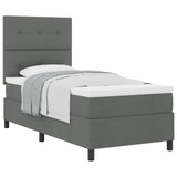 Boxspringbed met Matras Donkergrijs Eenpersoons Stof