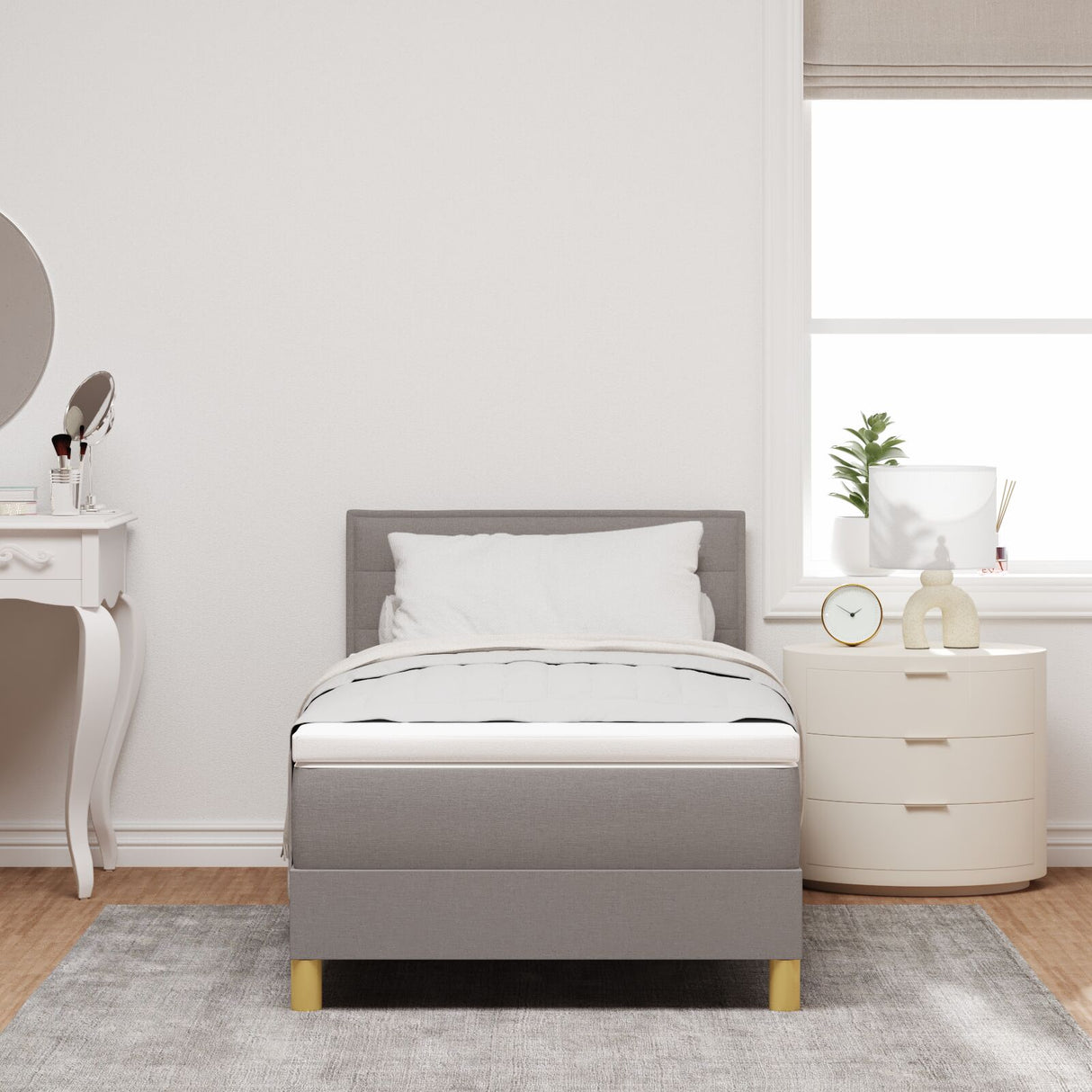 Boxspring Bed met Matras Taupe 80x200 cm Stof