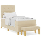 Boxspringbed met Matras & Bank Crème 90x190 cm Stof