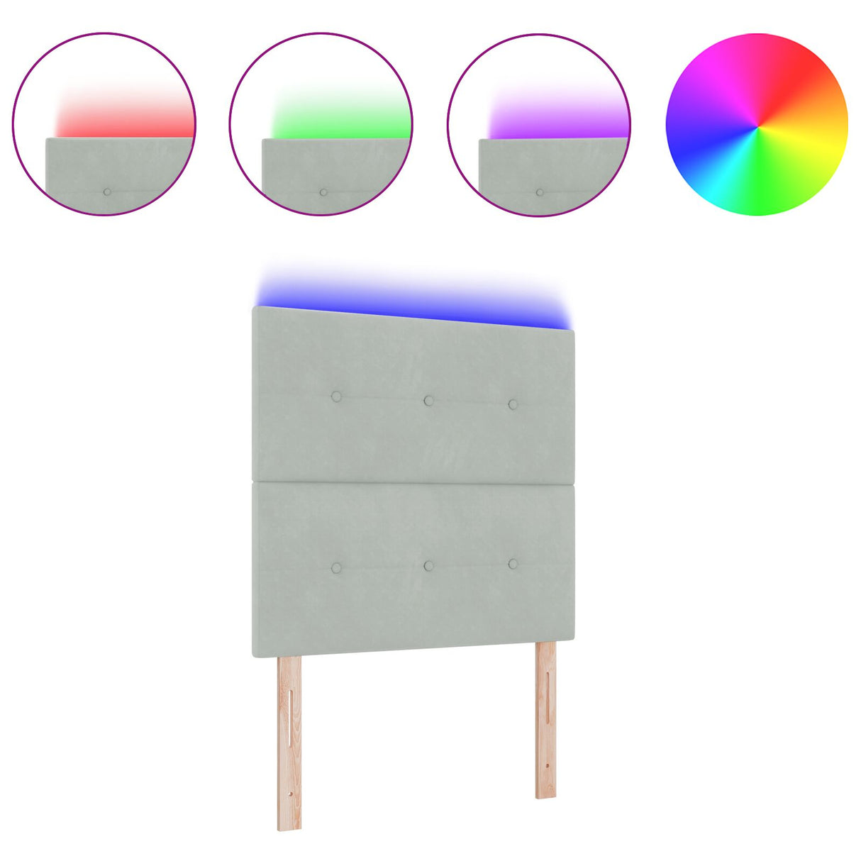 LED Hoofdeinde Lichtgrijs 80 cm Fluweel