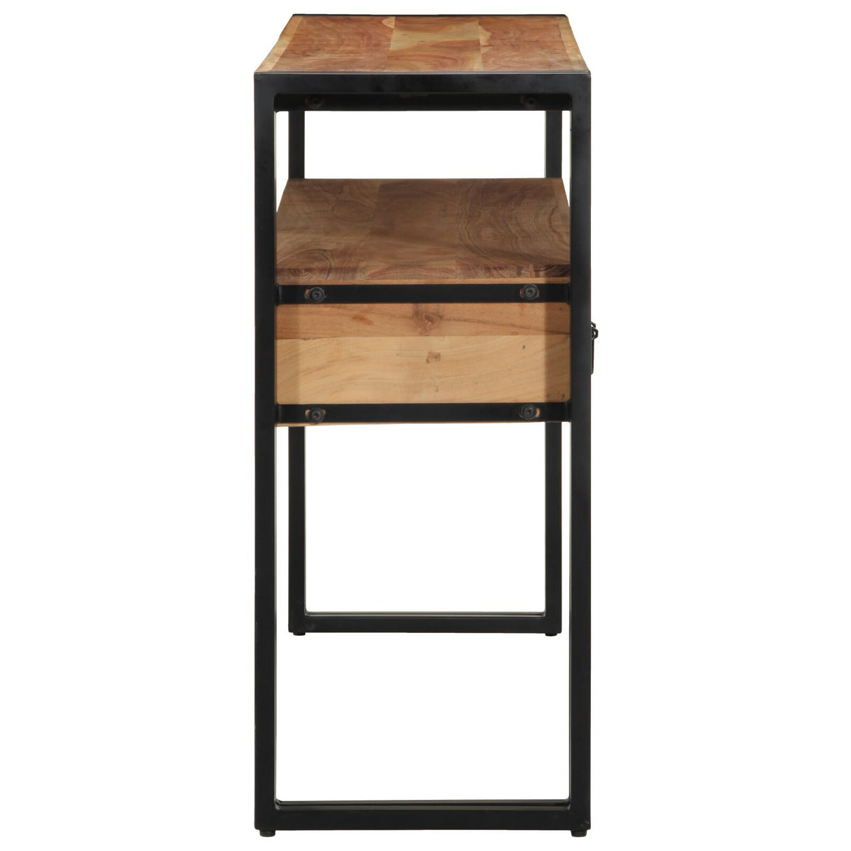 Bijzettafels Zwart 120x33x75 cm Massief acaciahout en metaal