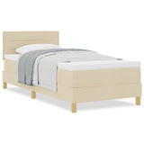Boxspring Bed met Matras Crème 90x190 cm Stof
