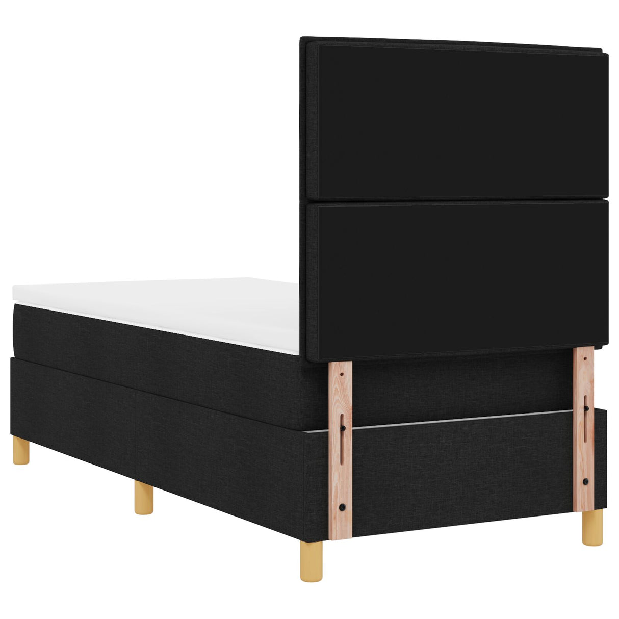 Boxspring Bed met Matras Zwart Eenpersoons Stof