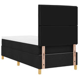 Boxspring Bed met Matras Zwart Eenpersoons Stof