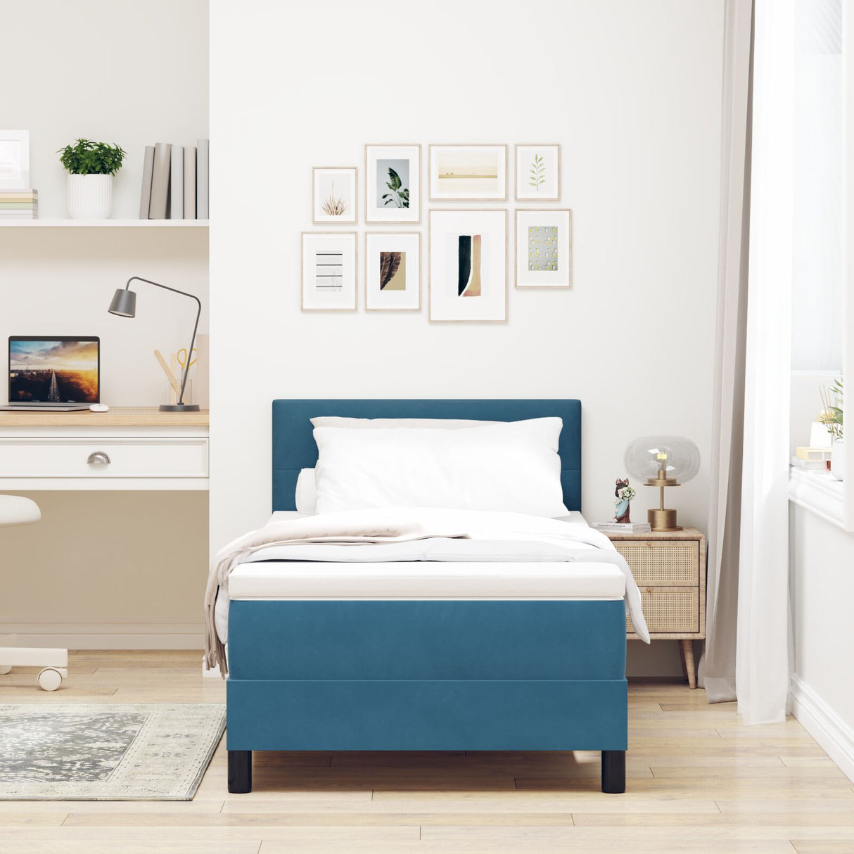 Boxspring Bed met Matras Donkerblauw 80x200 cm Velvet