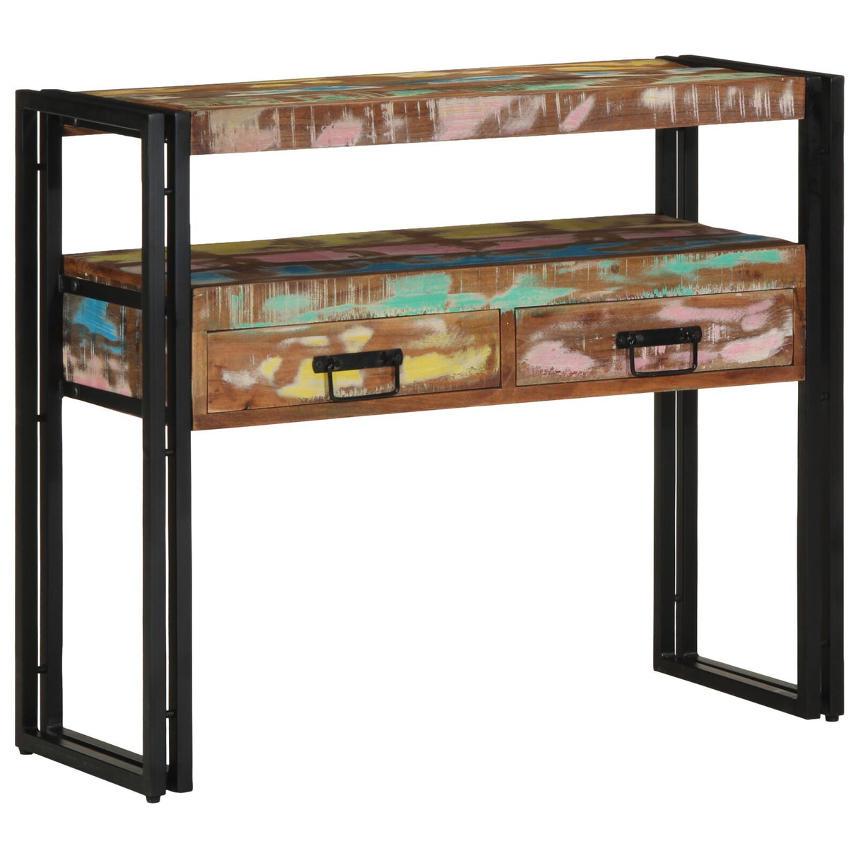 Bijzettafels Meerkleurig 90x33x75 cm Massief Gerecycled Hout & Metaal