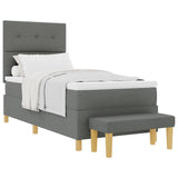 Boxspring Bed met Matras & Bank Donkergrijs 90x190 cm Stof