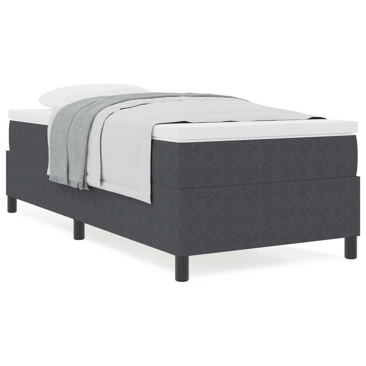 Boxspring Bed met Matras Donkergrijs 80x200 cm Corduroy Stof