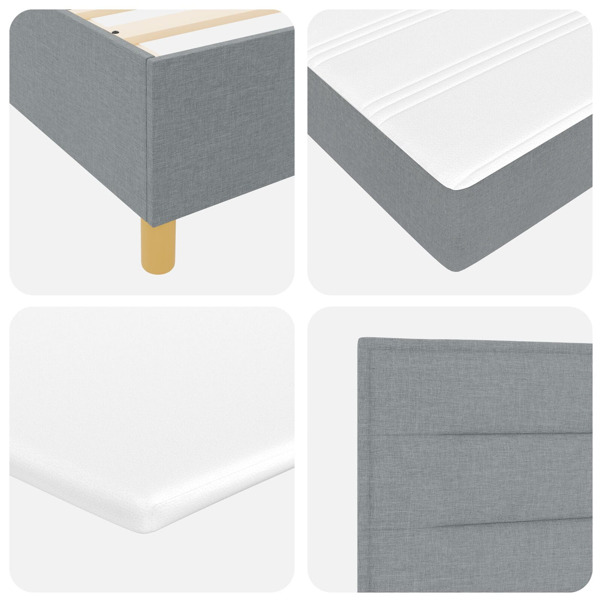Boxspring Bed met Matras Lichtgrijs Eenpersoons Stof