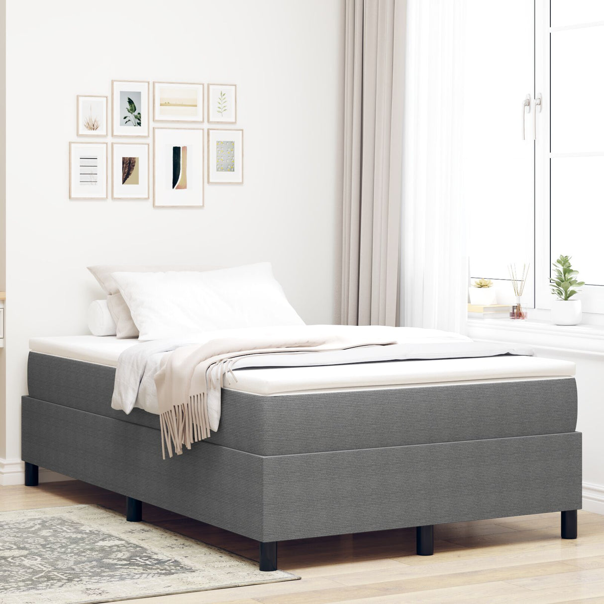 Boxspringbed met Matras Lichtgrijs Klein Dubbel Corduroy Stof