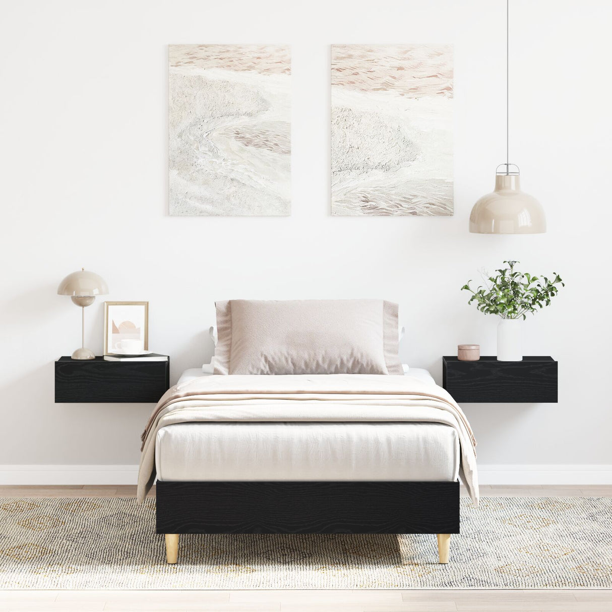 Bedframe 90x190 cm Zwart Eiken Tegenwoordig Hout