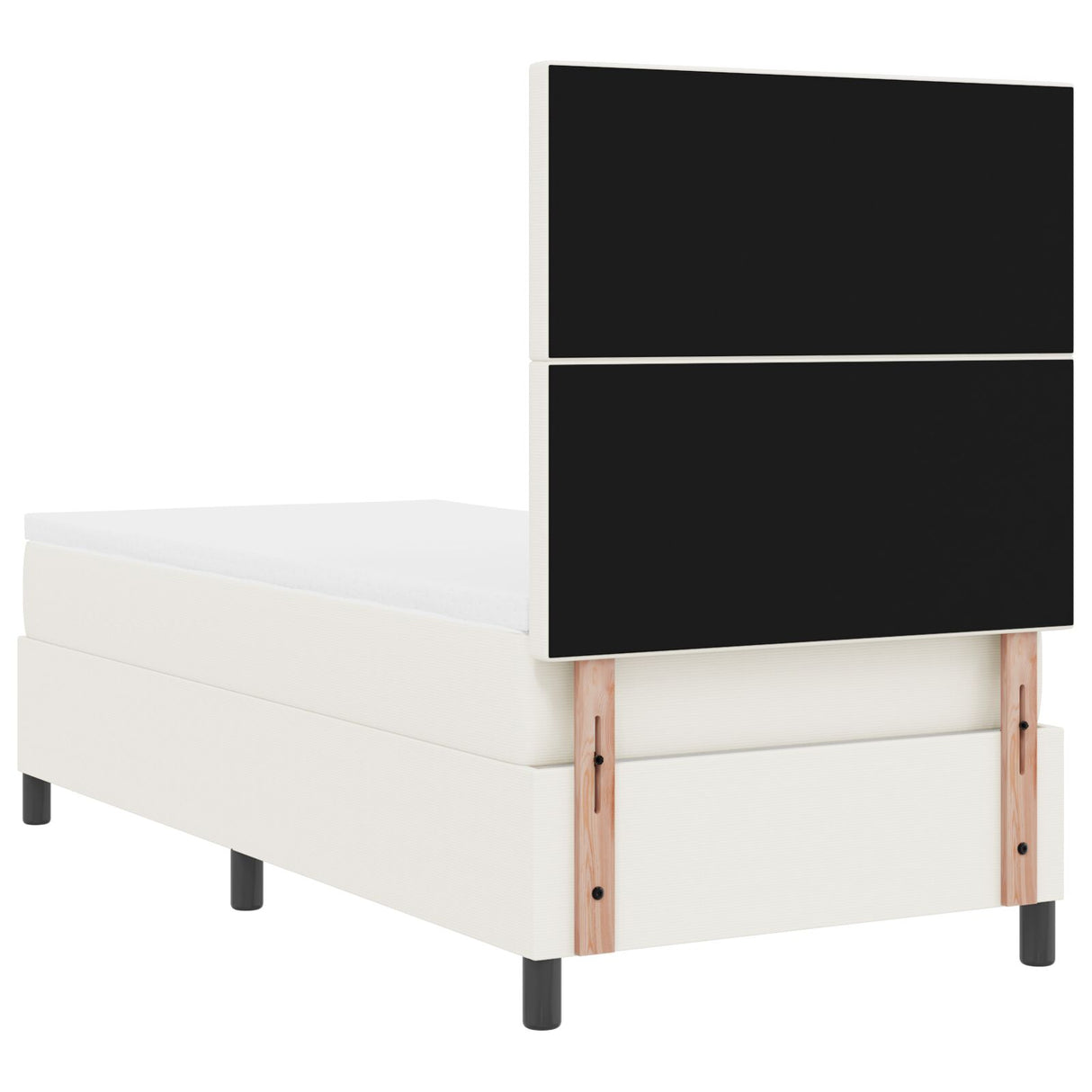 Boxspring Bed met Matras & LED Crème Eenpersoons Corduroy Stof