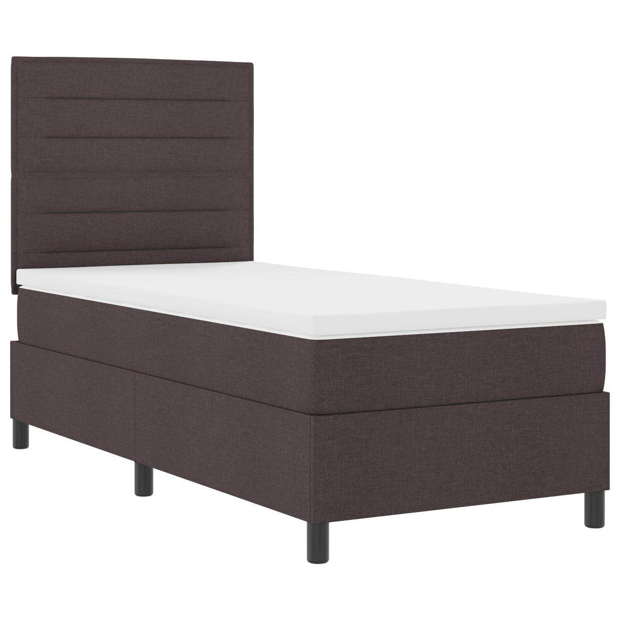 Boxspringbed met Matras Donkerbruin Eenpersoons Stof