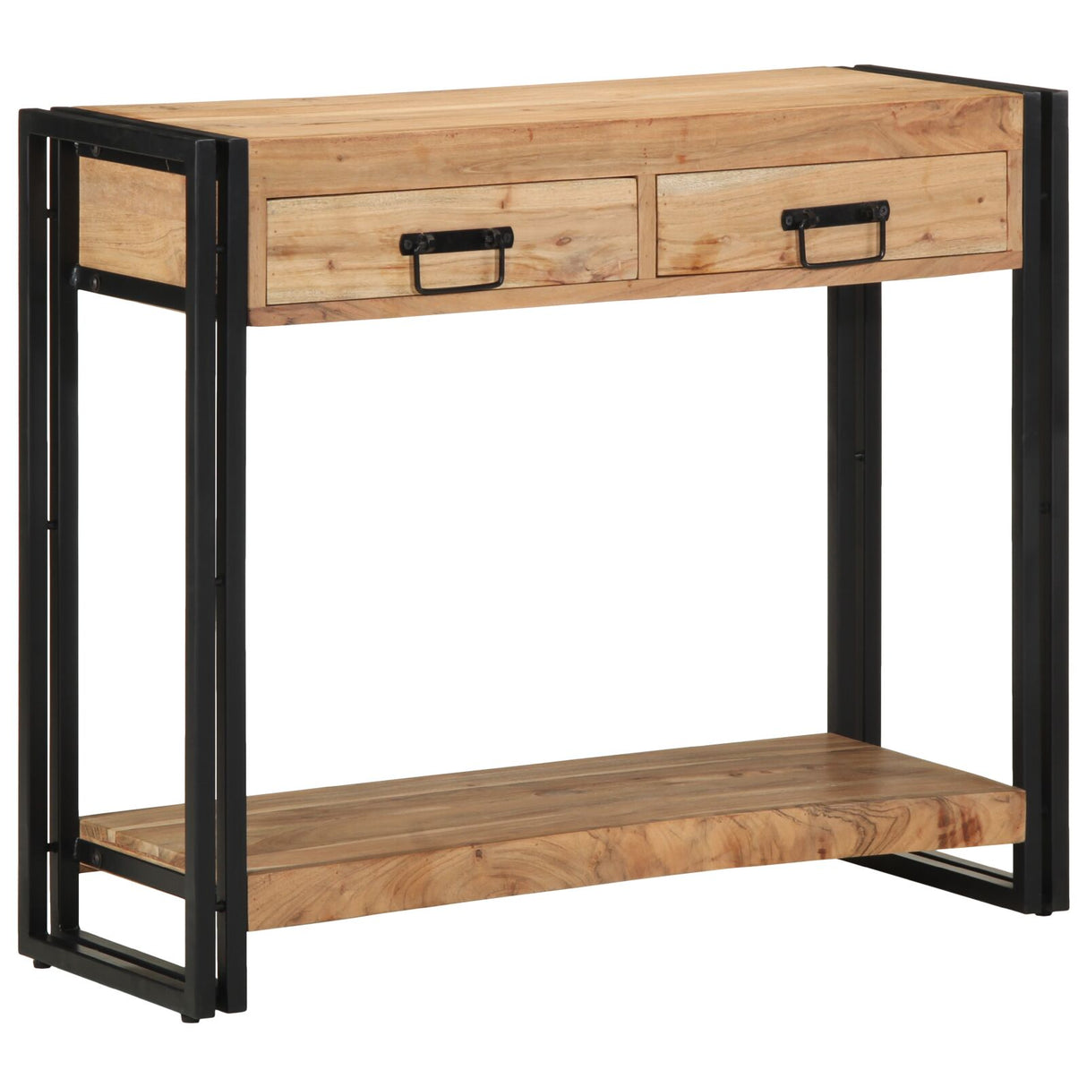 Consoletafel Zwart 90x33x75 cm Massief Acaciahout en Metaal
