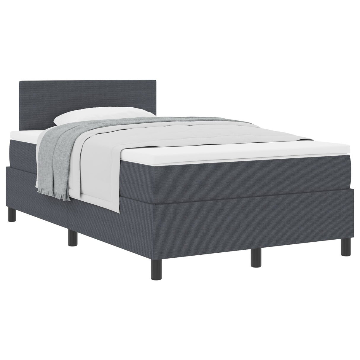 Box Spring Bed met Matras Donkergrijs Klein Dubbel Corduroy Stof
