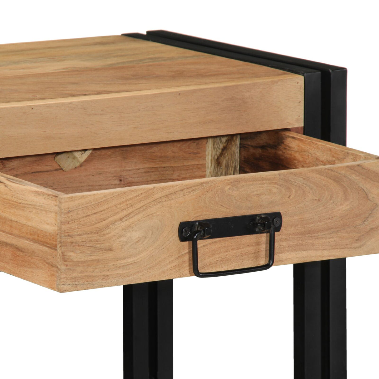 Consoletafel Zwart 90x33x75 cm Massief Acaciahout en Metaal