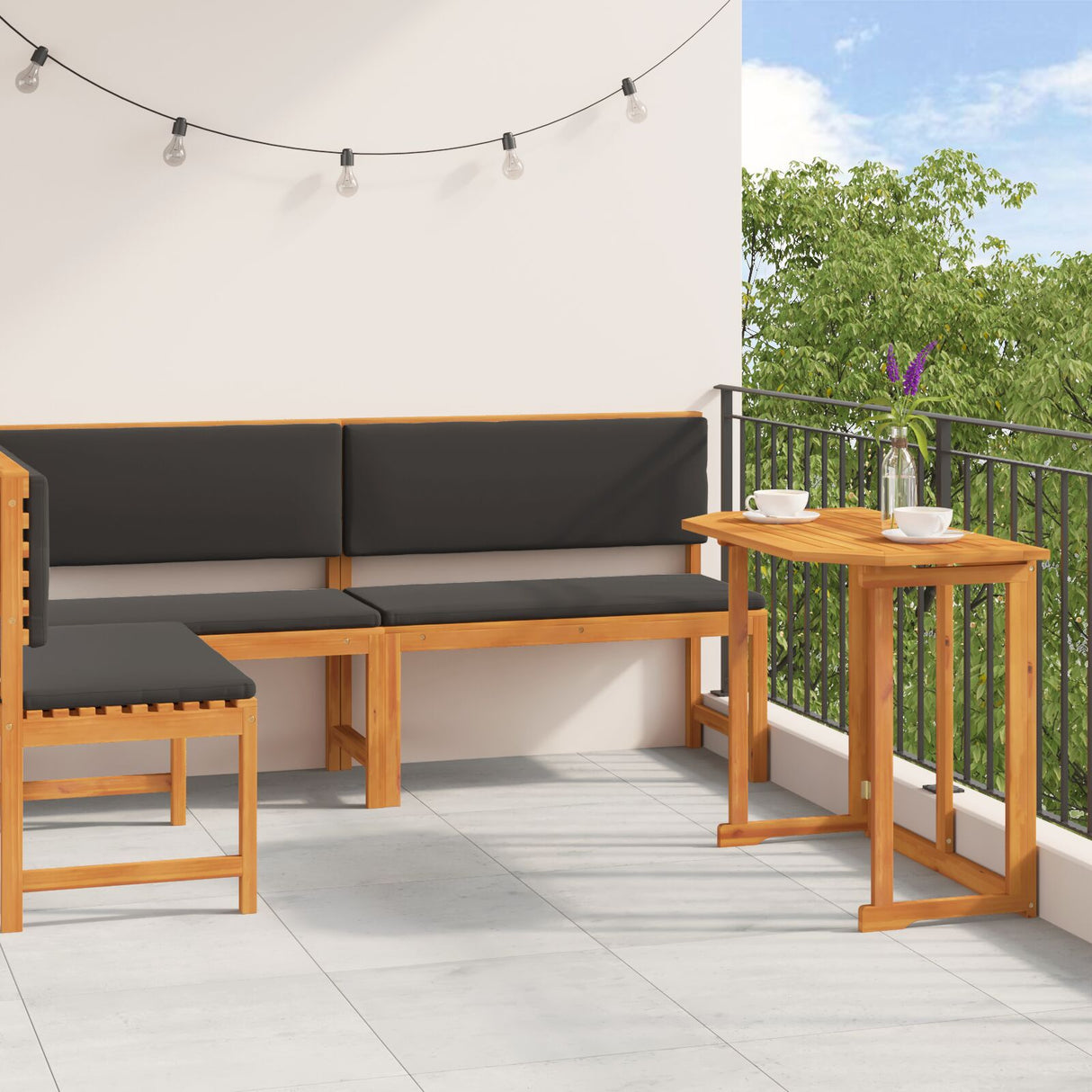 3-delige Tuin Bistro Set met Kussens van Massief Acaciahout