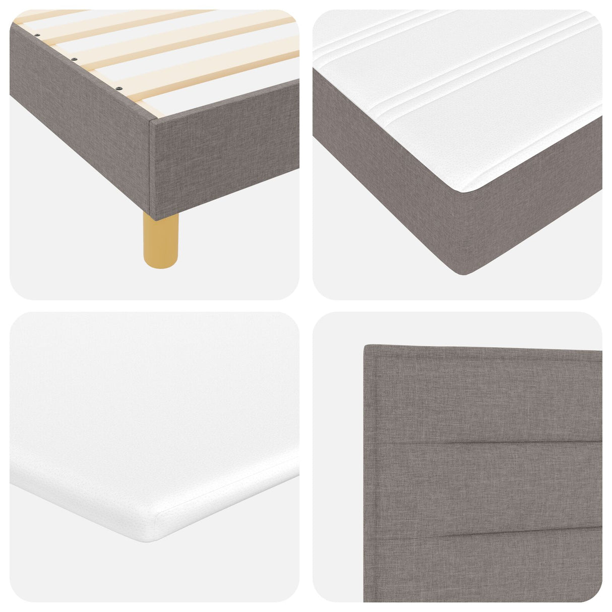 Boxspringbed met Matras & LED Taupe 90x190 cm Stof