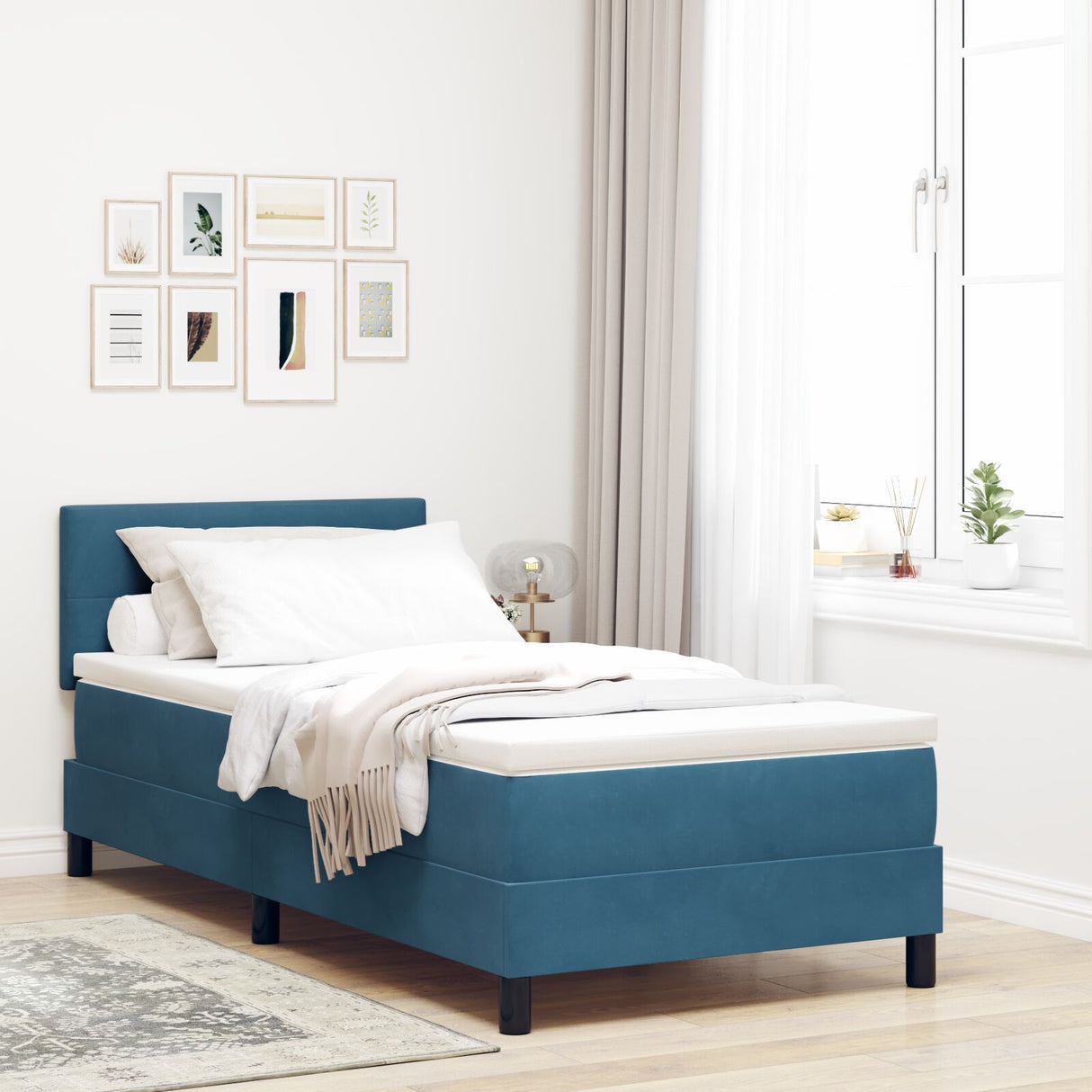 Boxspring Bed met Matras Donkerblauw 80x200 cm Velvet