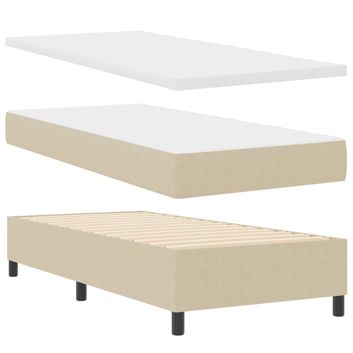 boxspringbed met matras & LED licht Groen Grijs 80x200 cm Corduroy stof