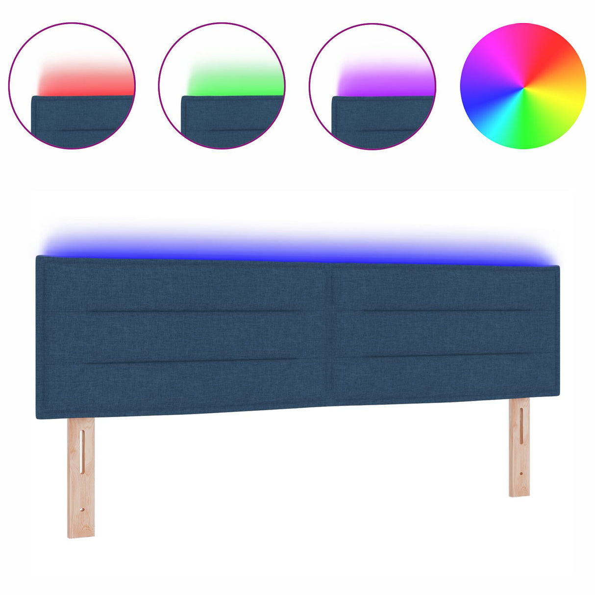 LED Hoofdbord Lijnenontwerp Blauw 160 cm Stof