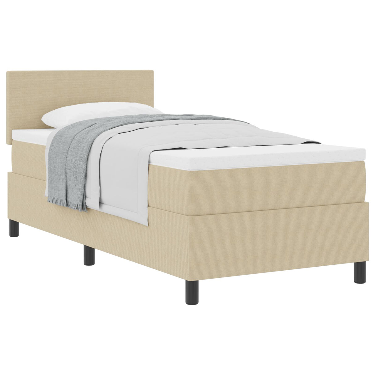 Boxspring Bed met Matras Lichtgroen Grijs Eenpersoons Corduroy Stof
