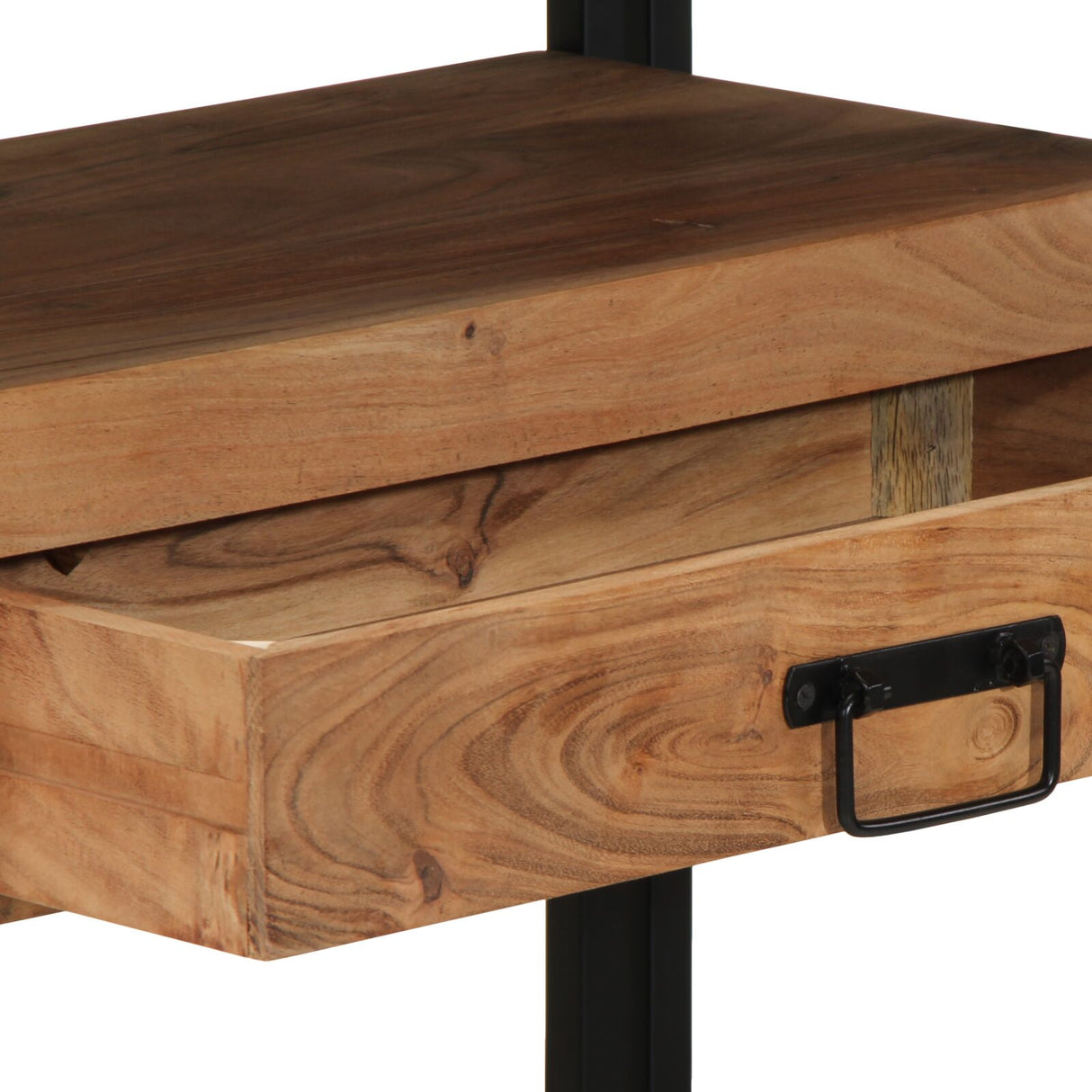 Bijzettafels Zwart 120x33x75 cm Massief acaciahout en metaal