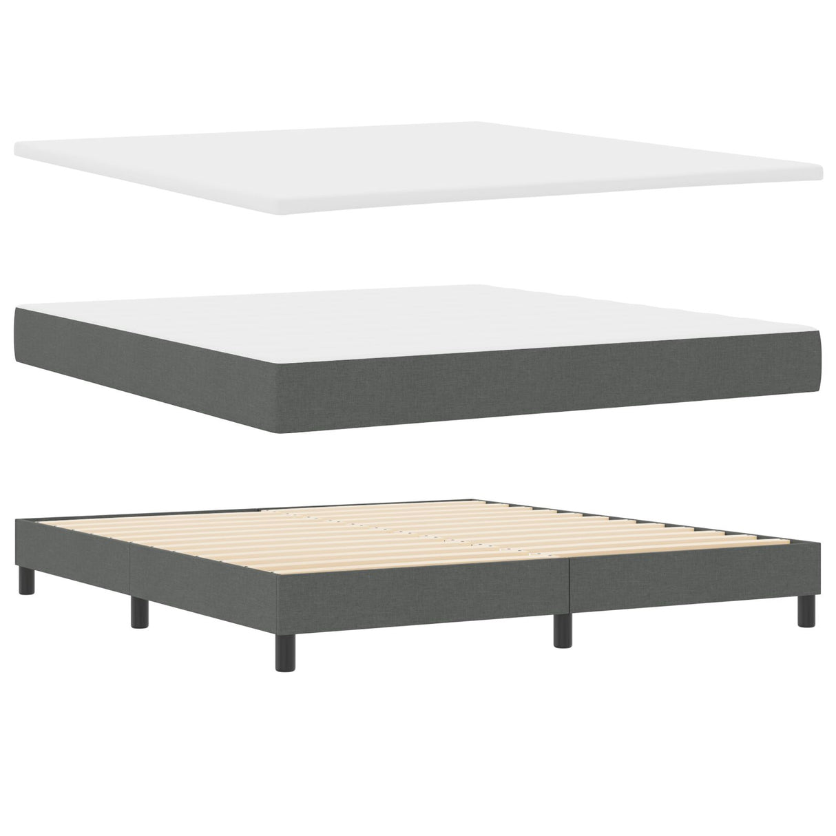 Boxspringbed met Matras Donkergrijs 180x200 cm Stof