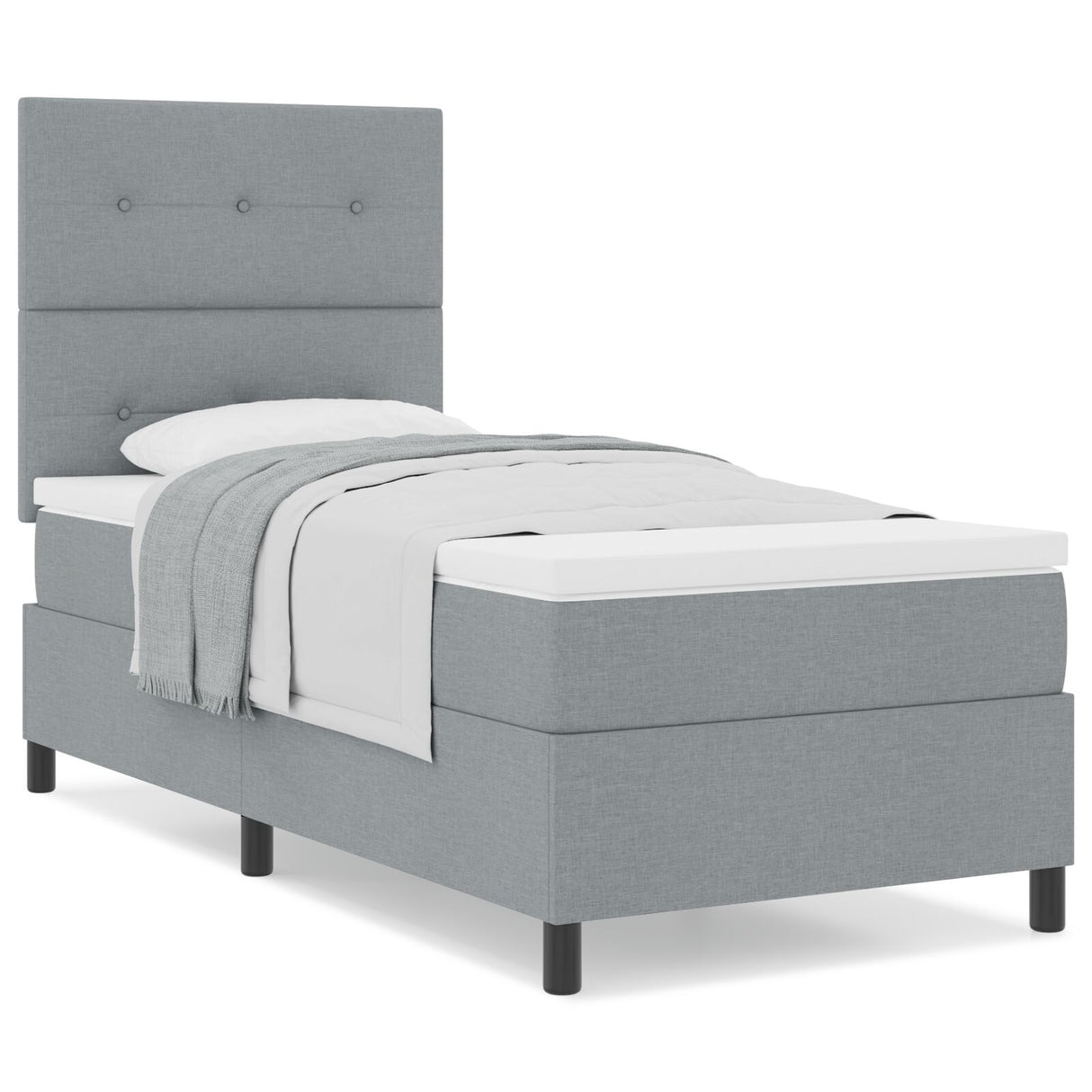 Boxspring Bed met Matras Lichtgrijs Eenpersoons Stof