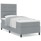 Boxspring Bed met Matras Lichtgrijs Eenpersoons Stof