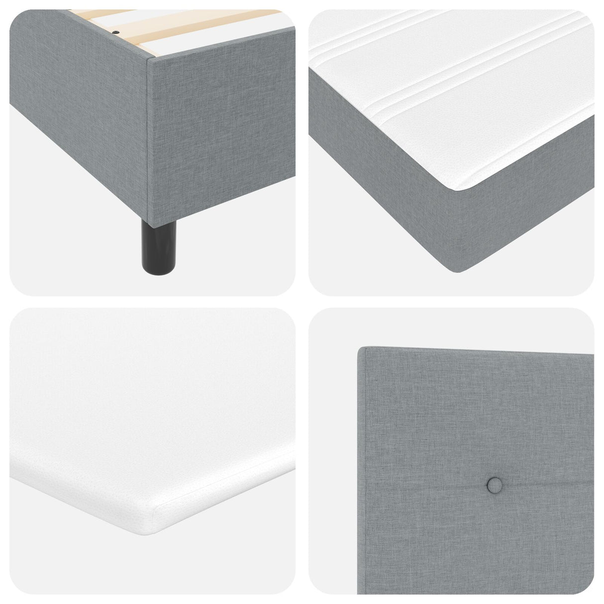 Boxspring Bed met Matras & LED Licht Grijs 90x190 cm Stof