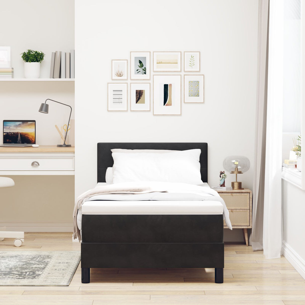 Boxspring Bed met Matras Zwart 80x200 cm Fluweel