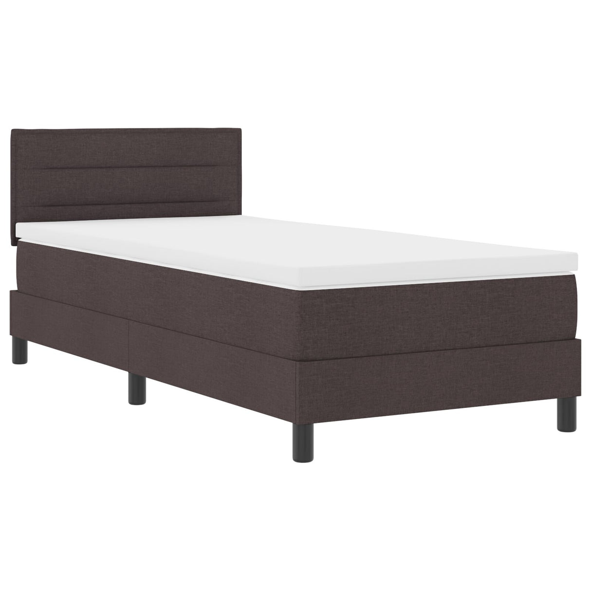 Bedframe met Matras Donkerbruin, Wit Stof 90 x 190 cm Bedframe