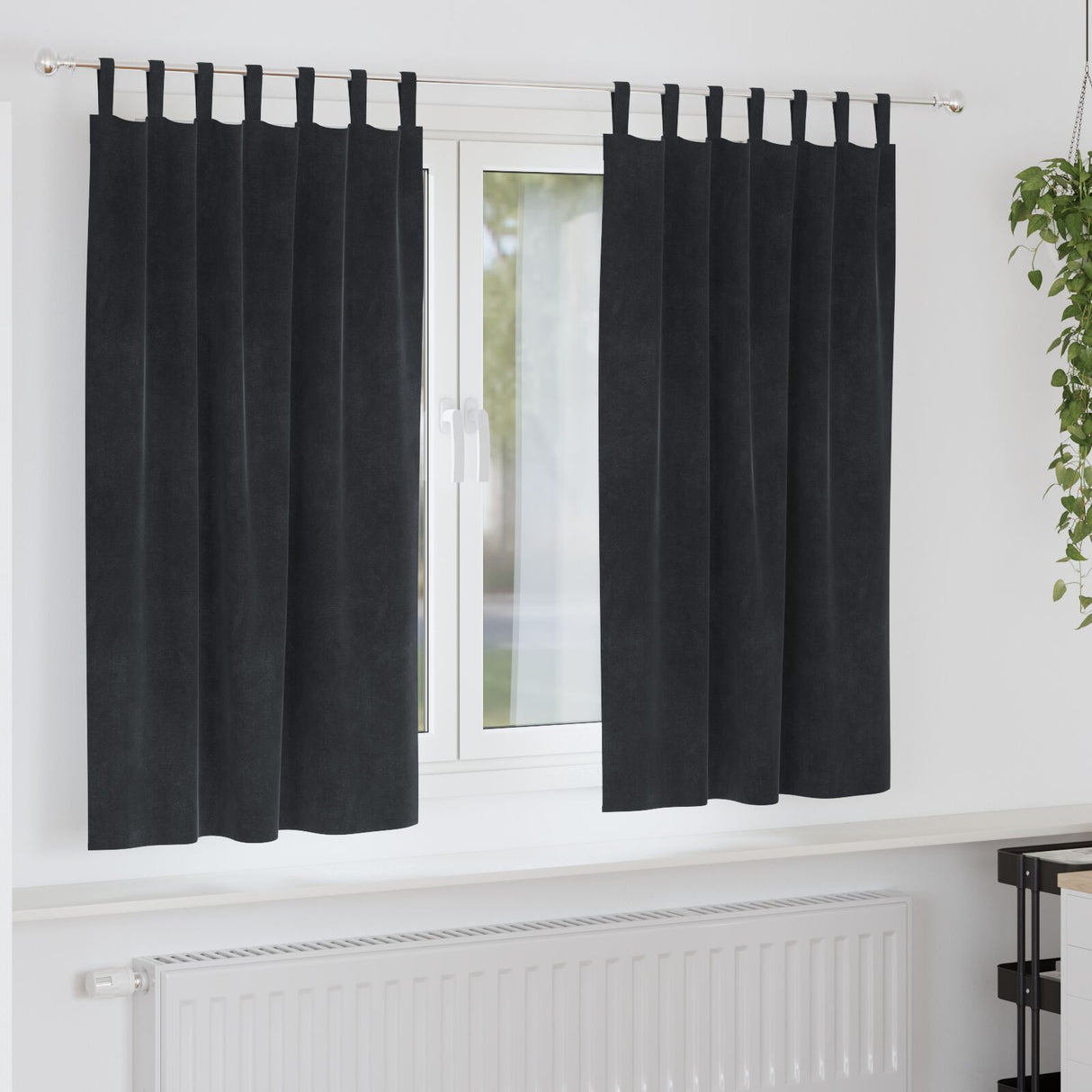 Blackout Gordijnen met Hanglussen 2 stuks Zwart Fluweel