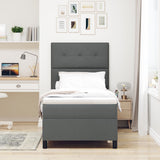 Boxspringbed met Matras Donkergrijs Eenpersoons Stof